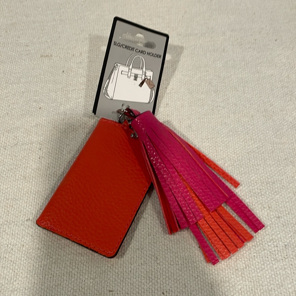 3/$25🛍️ Credit card holder and tassel bag charm pink and orange, NWT